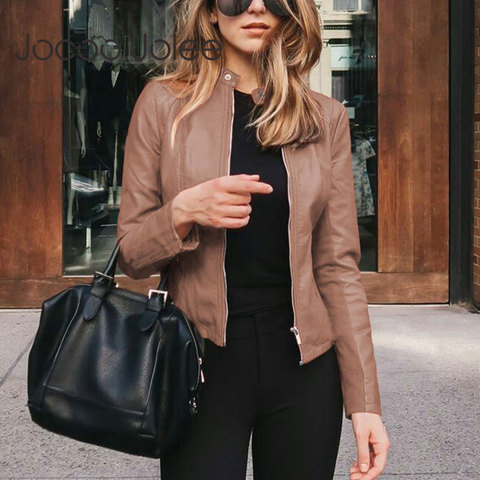 Jocoo Jolee 2022 mode Faux cuir souple vestes automne court manteau moto cuir vestes femme mince veste en cuir synthétique polyuréthane Outwear ► Photo 1/6