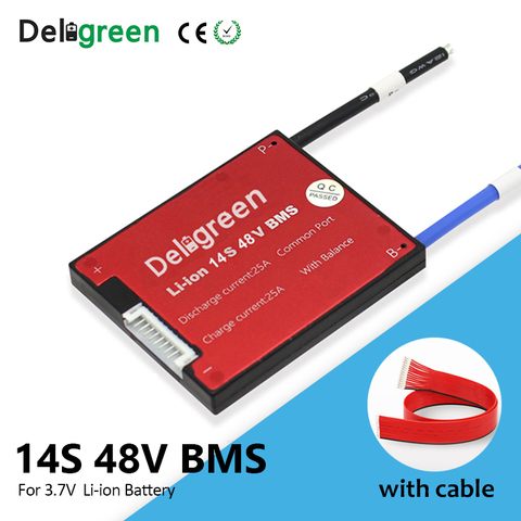 Deligreen 48V BMS 14S 15A 20A 30A 40A 50A 60A 48V PCB pour 3.7V lithium batterie pack 18650 Li-ion LiNCM Scooter ► Photo 1/6