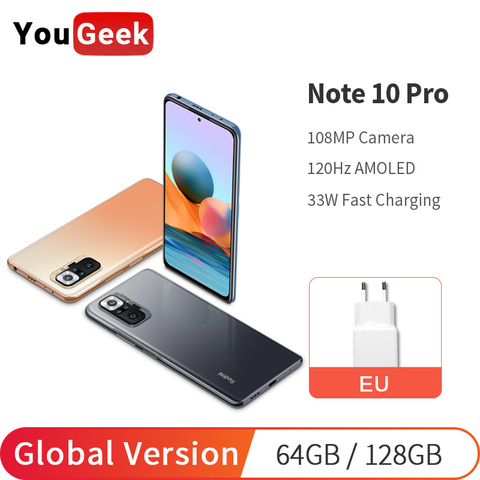 Version globale Xiaomi Redmi Note 10 Pro 108MP Quad Caméra Snapdragon 732G 120Hz AMOLED DotDisplay Jeu Téléphone 33W Charge Rapide ► Photo 1/6