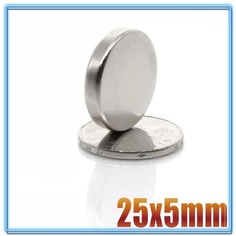 2/5/10/20 pièces 25x5 néodyme aimant 25mm x 5mm N35 NdFeB rond Super puissant fort magnétique imanes disque 25*5 ► Photo 1/6