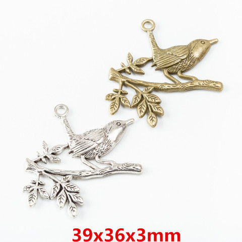 Alliage de zinc, 10 pièces, oiseau antique Vintage, adapté pour collier, accessoires de bijoux en métal, 6551 ► Photo 1/3