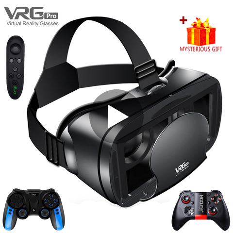 Casque 3D VR lunettes de réalité virtuelle intelligentes casque 7 pouces pour smartphone téléphone Android iPhone lentille avec jumelles de contrôleur ► Photo 1/6