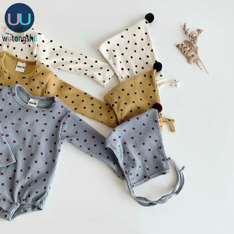 Vêtements pour bébés garçons et filles, barboteuse, chapeaux, manches longues, blanc, bleu, combinaison pour nouveau-né ► Photo 1/6