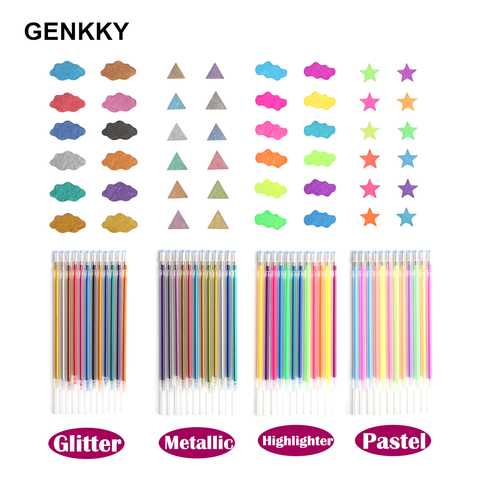 GENKKY – stylo Gel Fluorescent 1.0mm, recharge cartouche de couleur Flash, stylo de peinture à encre lisse, stylos Graffiti, papeterie pour étudiants ► Photo 1/6