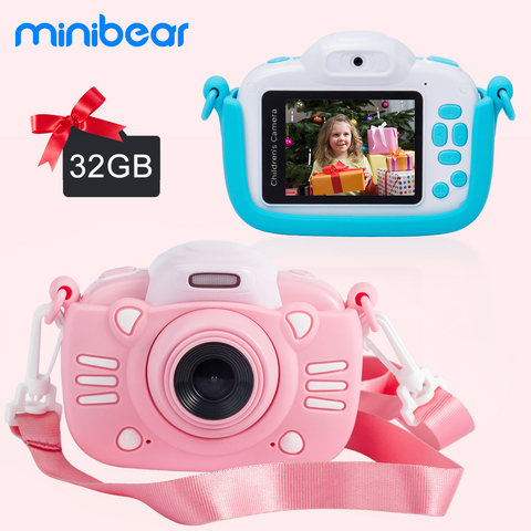 Minibear enfants caméra pour enfants appareil photo numérique pour enfants 1080P HD caméra vidéo jouet pour enfants cadeau d'anniversaire pour fille garçons ► Photo 1/6