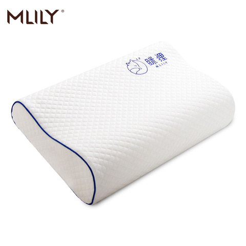 Mlily – oreiller orthopédique en mousse à mémoire de forme 60x30cm, pour les douleurs au cou, avec taie d'oreiller brodée ► Photo 1/6