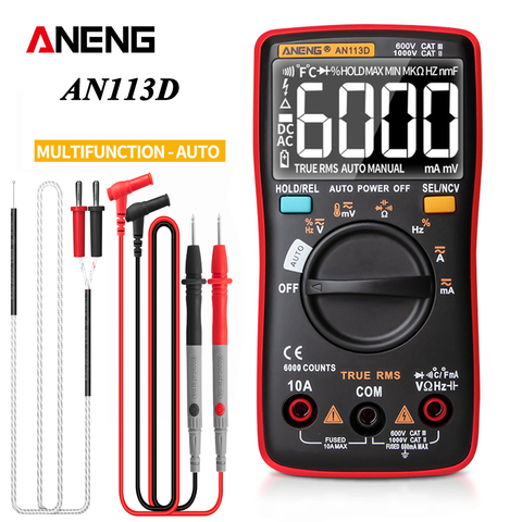 ANENG AN113D électrique numérique professionnel multimètre 6000 compteur Transistor testeur Rang ACDC tension détecteur de courant ► Photo 1/6