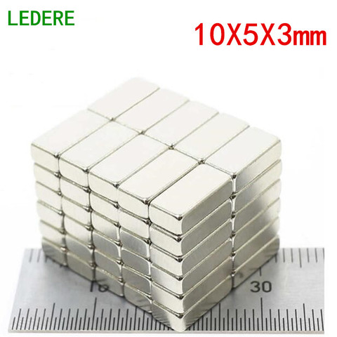 Aimant surpuissant rectangulaire N35 en néodyme, 10x5x3mm, aimant NdFeB ► Photo 1/4