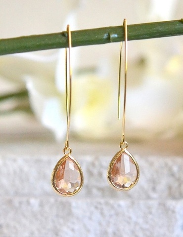 Boucles d'oreilles goutte Champagne demoiselle d'honneur. Boucles d'oreilles cadeau mariage ► Photo 1/4