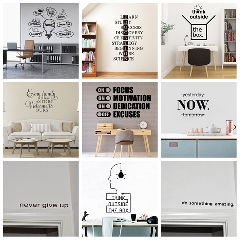 Décalcomanies motivantes citations vinyle autocollant Mural pour bureau chambre décoration autocollants Mural papier peint salon anglais autocollants ► Photo 1/6