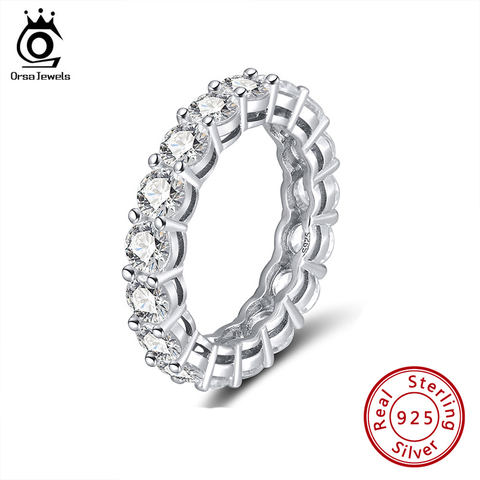 ORSA Jewelry-bagues en argent 925 authentique, cercle complet, saphir, accessoires en argent Sterling brillant, SR167 ► Photo 1/6