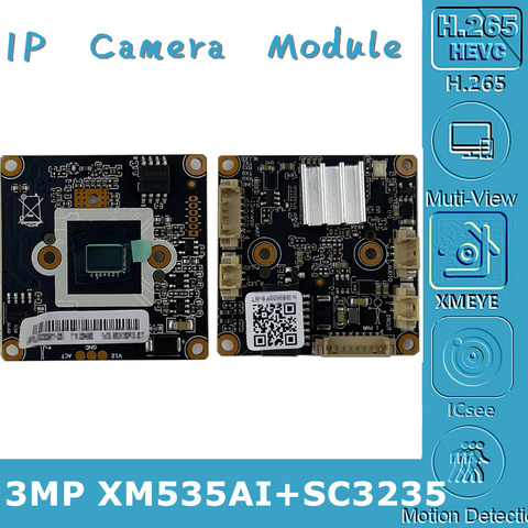 Module de caméra IP XM535AI + SC3235, 3mp, H.265, 2304x1296, Interface Audio micro, ONVIF CMS XMEYE avec radiateur, détection de mouvement P2P ► Photo 1/6