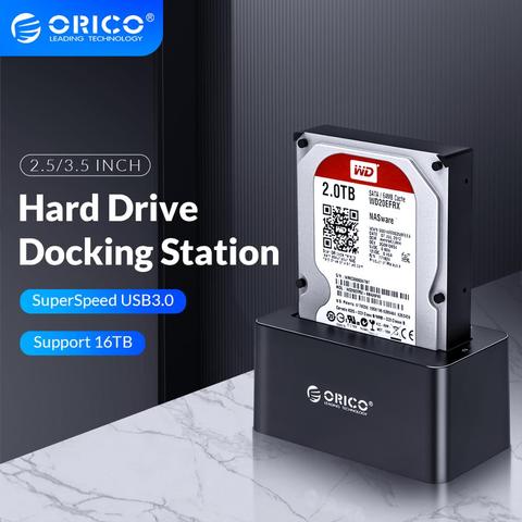 ORICO HDD Station d'accueil 2.5/3.5 USB3.0 vers SATA boîtier de disque dur 16 to avec adaptateur secteur 12V2A boîtier de boîtier de disque dur (6619US3) ► Photo 1/6