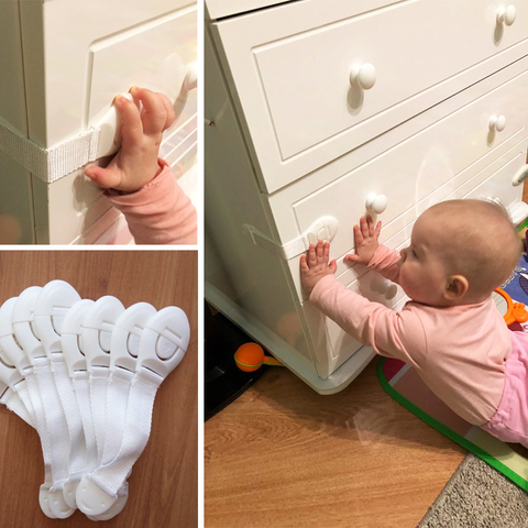 Serrure de sécurité en plastique pour enfants, 10 pièces, avec tiroir de protection pour bébé, porte, armoire, toilettes ► Photo 1/5