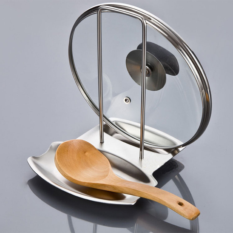 Panier en acier inoxydable couvercle de cuisine | Pot en acier inoxydable, couvercle support de couvercle, cuillère à soupe, porte-cuillère cuisine rangement organisateur de cuisine, accessoires de cuisine ► Photo 1/6