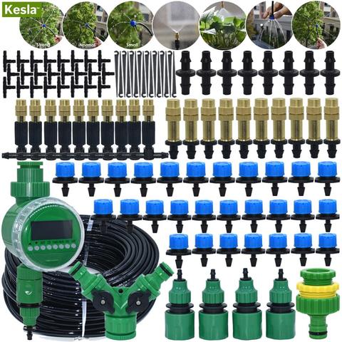 KESLA – Kit d'arrosage automatique Micro-goutte-à-goutte de 5 à 50M, système d'irrigation intelligent avec minuterie de jardin, goutteur réglable de 1/4 pouces ► Photo 1/6