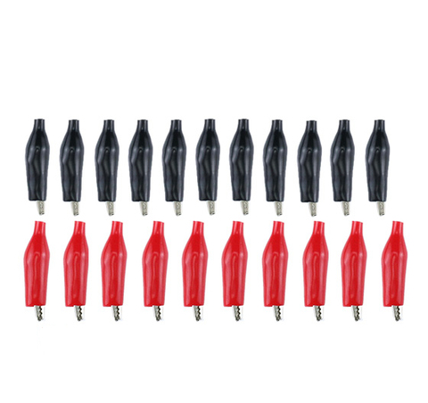 10 pièces/lot 28mm/35mm/45mm pince Crocodile en métal pince électrique G98 Crocodile pour tester le compteur de sonde noir/rouge avec botte en plastique ► Photo 1/4