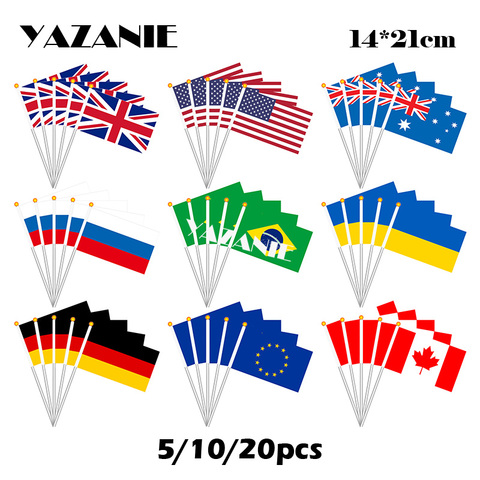 YAZANIE – petit drapeau à main, 14x21cm, 5/10/20 pièces, royaume-uni, états-unis, australie, russie, brésil, Ukraine, allemagne, Union européenne, Canada ► Photo 1/6