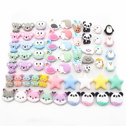 Chengkai 10 pièces Silicone Koala perles de dentition bricolage Animal bébé douche dentition Montessori sensoriel dessin animé bijoux perles sans BPA ► Photo 1/6