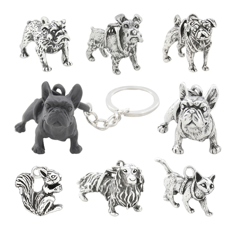 1 pièce 7 Style bouledogue français teckel Schnauzer carlin bouledogue anglais chien chat porte-clés porte-clés bijoux pour animaux de compagnie ► Photo 1/6