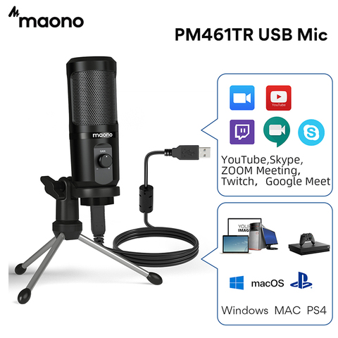 MAONO AU-PM461TR USB Microphone condensateur enregistrement PC micro pour l'enseignement en ligne réunion jeu en direct avec trépied ► Photo 1/6