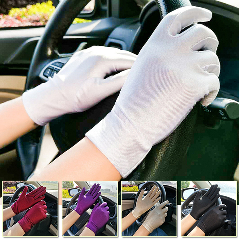 Gants en Spandex pour Protection solaire pour femmes, 2 pièces, fins et extensibles, résistants aux UV, gants de conduite à haute élasticité pour dames ► Photo 1/6