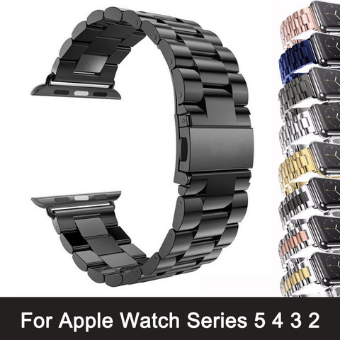 Bracelet en acier inoxydable pour Apple Watch, accessoire compatible pour montre connectée de marque, modèles 6, 5, 4, 3, 2, épaisseur 40,42, 44 mm, fermoir à clip, adapté pour l'IWatch 4 et 3, 38mm ► Photo 1/6