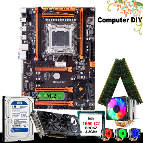 HUANANZHI – carte mère X79 deluxe pour ordinateur, composant pc, compatible avec processeurs Xeon E5 1650 C2, SATA HDD GTX1050Ti 4G, lga 2011, 1 to, RAM 16 go (2x8 go) ► Photo 1/6