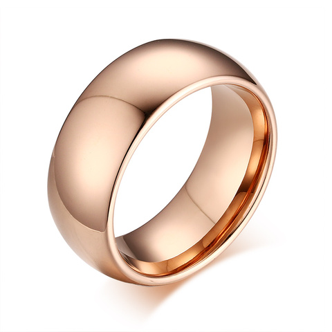 2022 nouveaux anneaux de tungstène pour hommes bijoux 8MM carbure de tungstène hommes bague de mariage bandes couleur or Rose ► Photo 1/6