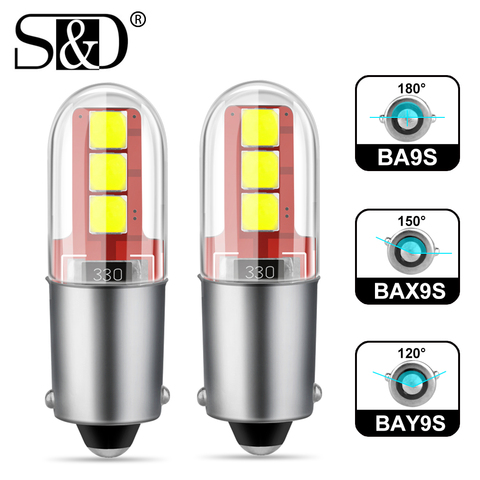 2 pièces BA9S LED BAX9S H21W BAY9s ampoule LED voiture feux de recul Auto Parking plaque d'immatriculation lumières intérieur carte dôme lampes 12V blanc ► Photo 1/6