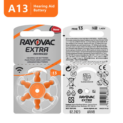 60 pièces Rayovac piles auditives très hautes performances. Batterie Zinc Air 13/P13/PR48 pour prothèses auditives BTE livraison gratuite ► Photo 1/4