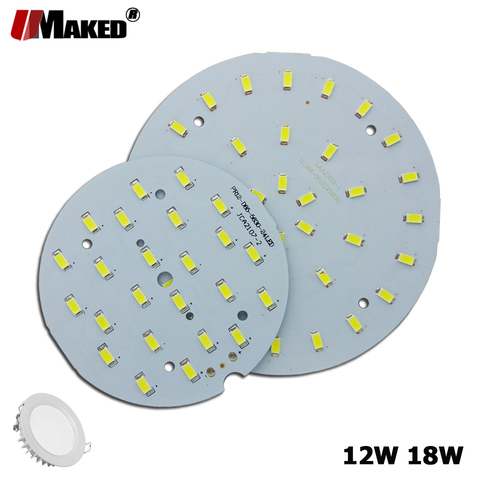 Spot lumineux LED circulaire en aluminium, 12/18W, 110lm/W, 5/10 pièces, PCB, éclairage avec dissipateur de chaleur, SMD5730 ► Photo 1/6