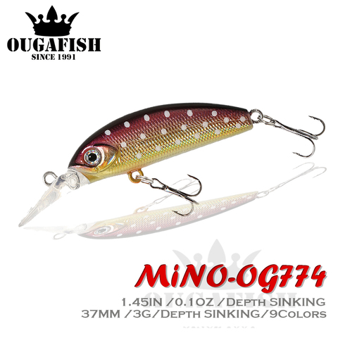 2022 Mino leurre de pêche 3G 37mm naufrage hiver matériel de pêche pour brochet accessoires Double crochets appâts artificiels poisson faux marchandises ► Photo 1/6