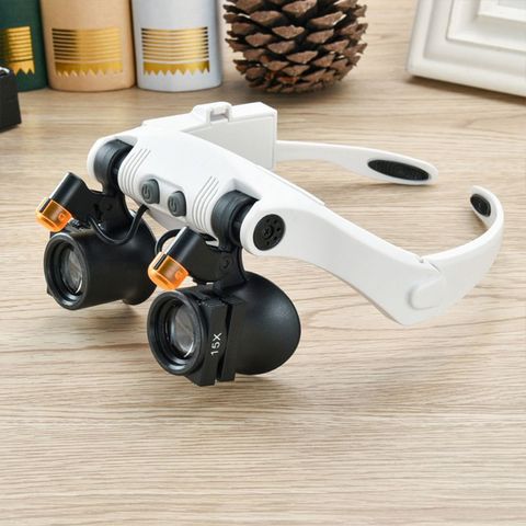 Lumière led lampe Double lunettes Loupe lentille lunettes Loupe horloger bijoux ► Photo 1/6