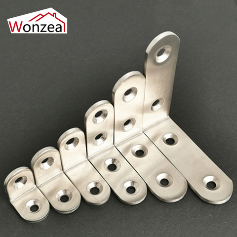 Supports d'angle pratiques en acier inoxydable | Épaisseur 2.5mm/3mm, supports d'angle de fixation en forme de L pour joints de meubles maison 1 pièces ► Photo 1/6