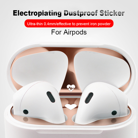 Autocollant anti-poussière en métal pour Apple AirPods 2 1 accessoires de couverture de boîtier ► Photo 1/6