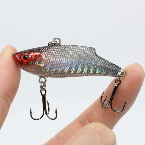 Leurre méné rigide vibrant avec triple hameçon, appât artificiel de type wobbler idéal pour la pêche à la manivelle, 3 modèles, 5.5cm, 10g, 1 unité ► Photo 1/6