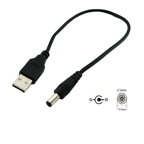 Adaptateur USB 2.0 Type A mâle vers DC 5.5mm x 2.1mm, prise d'alimentation 5V DC, câble d'extension de charge 25cm ► Photo 1/6