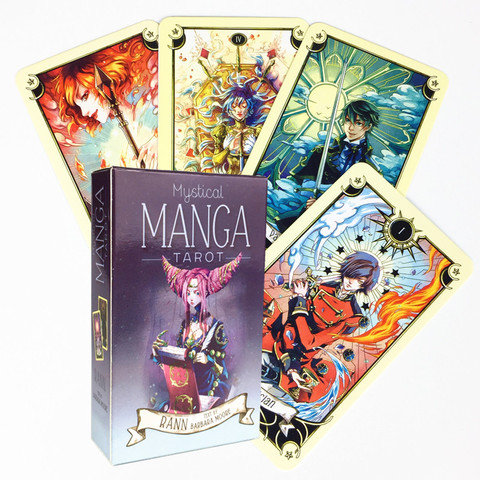 Cartes de Tarot Manga mystique, fournitures de jeux de société en anglais, cartes de jeu de fête avec guide PDF ► Photo 1/6