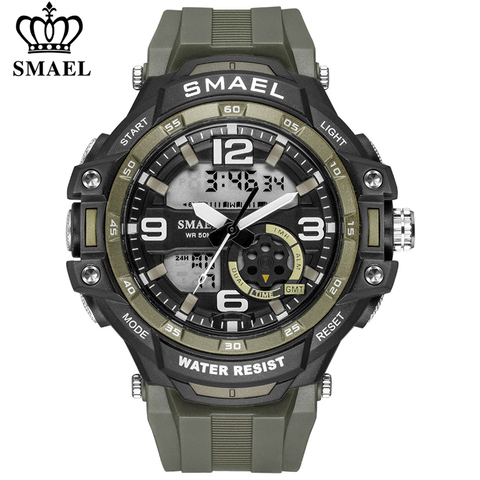SMAEL – montre de sport analogique à Quartz pour homme, horloge numérique LED, étanche, style militaire, à la mode ► Photo 1/6