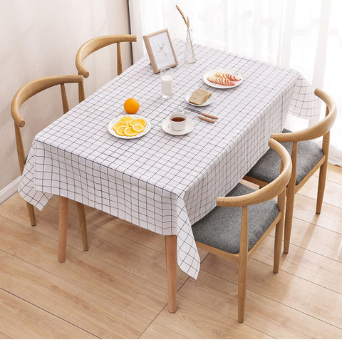 Plastique PEVA rectangulaire mince nappe treillis imprimé étanche à l'huile cuisine Table à manger colth couverture Mat toile cirée lavage ► Photo 1/6