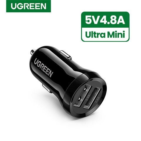 Ugreen Mini chargeur de voiture USB pour tablette de téléphone portable GPS 4.8A chargeur rapide chargeur de voiture double USB chargeur de téléphone de voiture adaptateur dans la voiture ► Photo 1/6