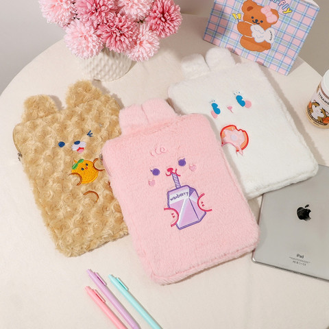 Étui à manches pour 11 pouces ordinateur portable portable lapin en peluche tablette de stockage doublure sac doux voyage fille MacBook Air Ipad sac à main pochette ► Photo 1/1