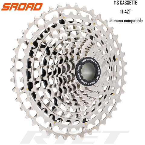 SROAD 11 s 11-42T 11 vitesses vtt vélo Cassette acier CNC vélo roue libre convient Shimano Super léger CNC fait 261g ► Photo 1/5