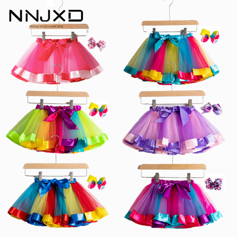 2022 nouveau Tutu jupe bébé fille vêtements 12M-8Yrs coloré Mini pettijupe filles fête danse arc-en-ciel Tulle jupes enfants vêtements ► Photo 1/6