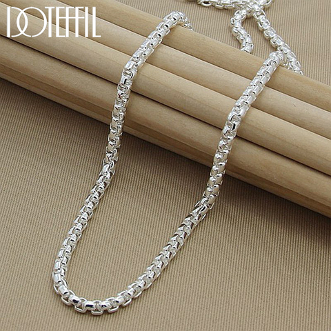 Doteffle-collier en argent Sterling 925 pour femmes et hommes, chaîne ronde de 5mm, 18/20/24 pouces, fiançailles de mariage, bijoux à la mode ► Photo 1/6