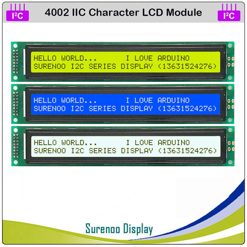 Module d'affichage LCD 40*2 avec rétro-éclairage pour Arduino, série IIC / I2C / TWI 4002 402, jaune, vert, bleu ► Photo 1/4