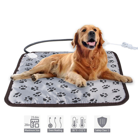 Tapis chauffant réglable pour animaux de compagnie, couverture pour chiens, chats, chiots, Protection contre les coupures de courant, tapis chaud électrique, lit, fil imperméable résistant aux morsures ► Photo 1/6