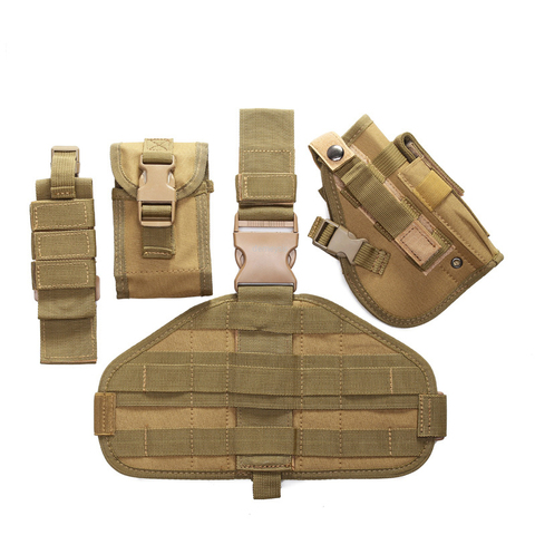 Holster tactique militaire à cuisses, Holster militaire réglable Airsoft, Holster de chasse détachable avec pochettes pour magazines ► Photo 1/6