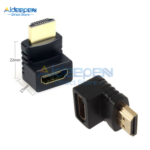 2 pièces/lot 90/270 degrés HDMI-compatible à Angle droit mâle à femelle adaptateur connecteur pour 1080P HDTV câble adaptateur convertisseur ► Photo 1/6